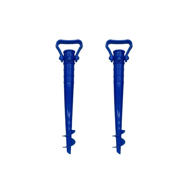 Parapluie Pointe 2PCS Réglable Plage Parapluie Sol Ancre Pointe Sable Extensible Support pour Soleil Plage Jardin Patio Pêche Pôle Bleu