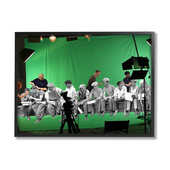 Stupell Industries Green Movie Set Vintage Monochrome People Collage Framed Wall Art, 20 x 16, Design by Barry Kite