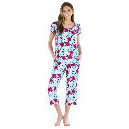

bSoft Women and Women s Plus Short Sleeve Pj 2-Piece Female Capri Set