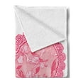 thumbnail image 2 of Love Soft Flannel Fleece Throw Blanket, Lace Heart with Floral Pattern Wedding Valentine Blossoms Leaves Classic Retro, Cozy Plush for Indoor and Outdoor Use, 50" x 60", Pink Rose White, by Ambesonne, 2 of 5