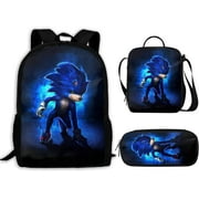 Sonic the Hedgehog 16" Large School Backpack 3 PCS set YTJ