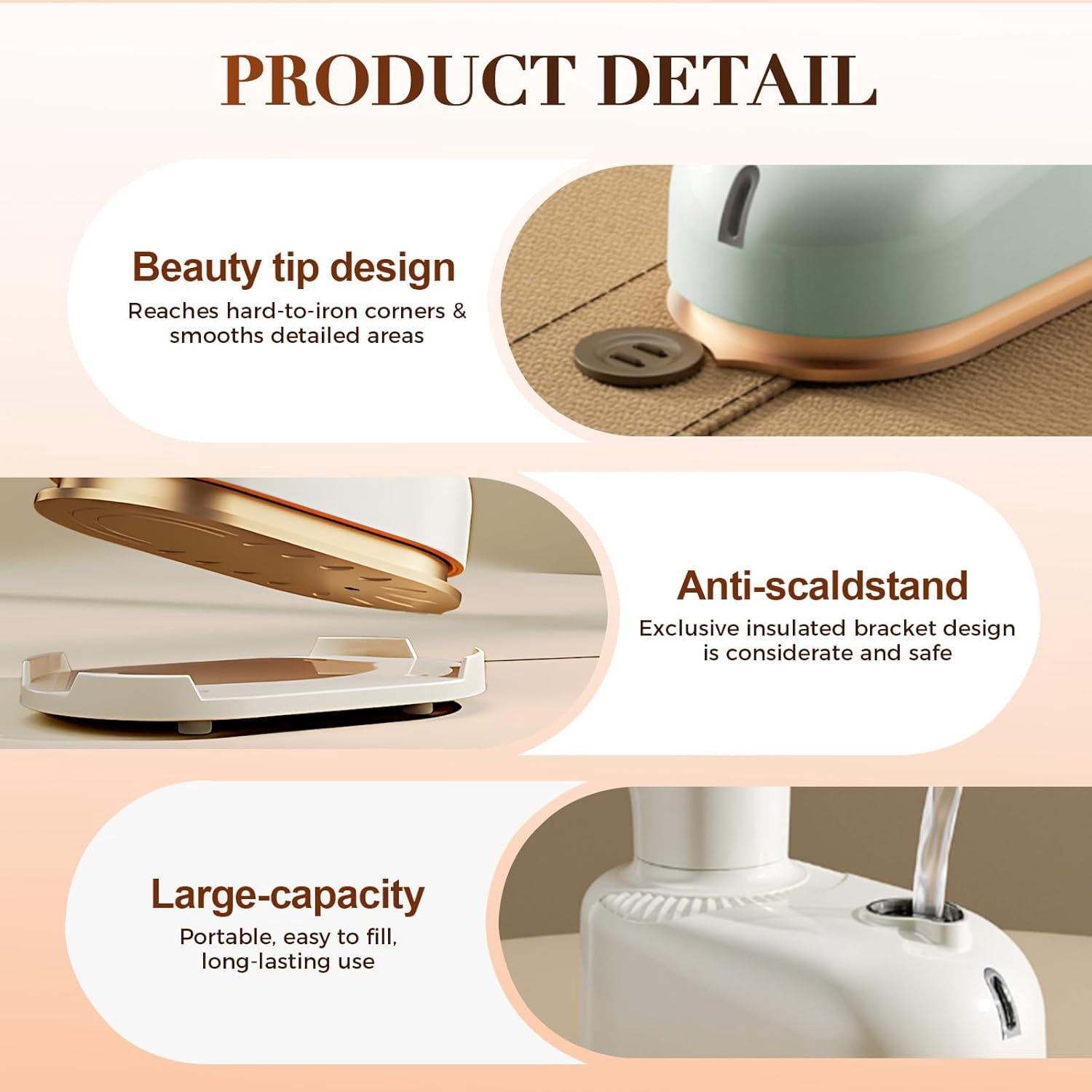 Handheld Portable Iron,2 In 1 Steam lron with Anti-Scalding Base, Travel Steamer for Clothes, with 50ml Water Tank 180° Swivel Handle Mini Travel Iron for Home,Travel