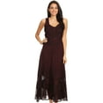 thumbnail image 5 of Sakkas Zendaya Stonewashed Rayon Embroidered Floral Vine Sleeveless V-neck Dress - Chocolate - L/XL, 5 of 5