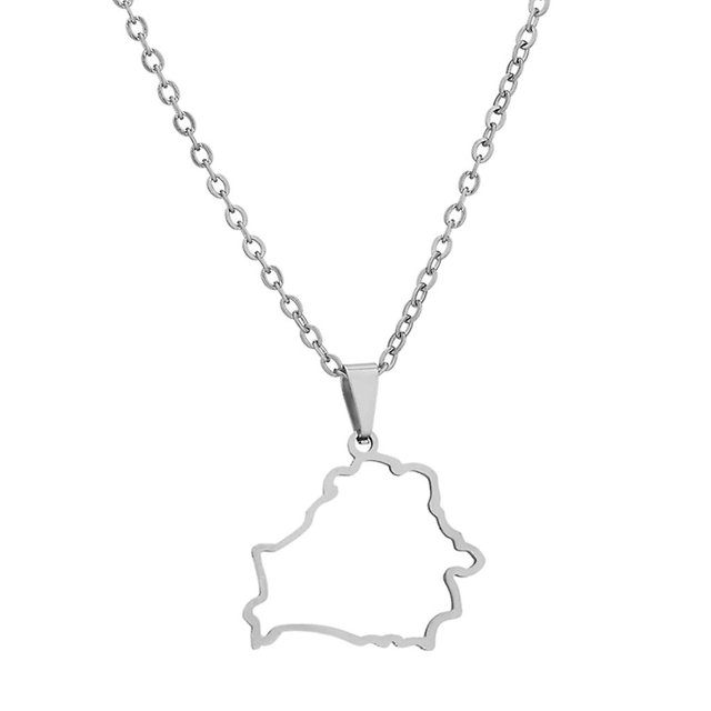 Collar de mapa de Bielorrusia de acero inoxidable, regalos de joyería para fiesta con mapa de Bielorrusia