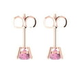 thumbnail image 4 of 14K Solid Gold Push Back Stud Earrings for Women | 1.5 cttw Round Cut Simulated Pink Diamond | Rose Gold, 4 of 5