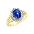 thumbnail image 6 of RYLOS Rings for Women 14K Yellow Gold Ring Princess Diana Inspired 9X7MM Gemstone & Halo of  Diamonds September Blue Star Sapphire Jewelry for Women  Size 10, 6 of 7