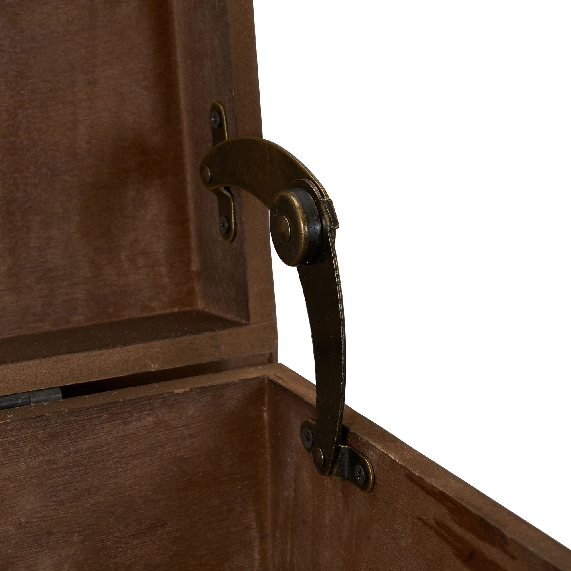 Household Essentials Large Wooden Arch Storage Trunk, Stained Wood with Decorative Arches, Flat-top, Hinged Lid, Brown