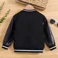 thumbnail image 4 of Karoyedx Toddler Boys Bomber Jacket Boys Girls Baseball Jacket Toddler Bomber Cardigan Coat with Pocket Kids Vintage Varsity Outwear Black Size,3-4 Years, 4 of 7