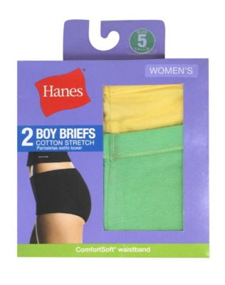 Hanes D49EAS Womens Cotton Stretch Boy Briefs Assorted Size 6