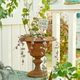 thumbnail image 3 of Sungmor Cast Iron Tabletop Flower Vase, Vintage Pretty French Urn Planter Design, 7" Tall 6.6" Wide Decorative Centerpiece Flower Stand Plant Holder, Artificial Flower Arrangement Home Decor, 3 of 7