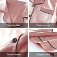 thumbnail image 5 of Hitime Silk Satin Womens Pajamas Set Button Down Summer Sleepwear Short Sleeve Breathable Nightwear Loungewear Set, Size M, 5 of 7