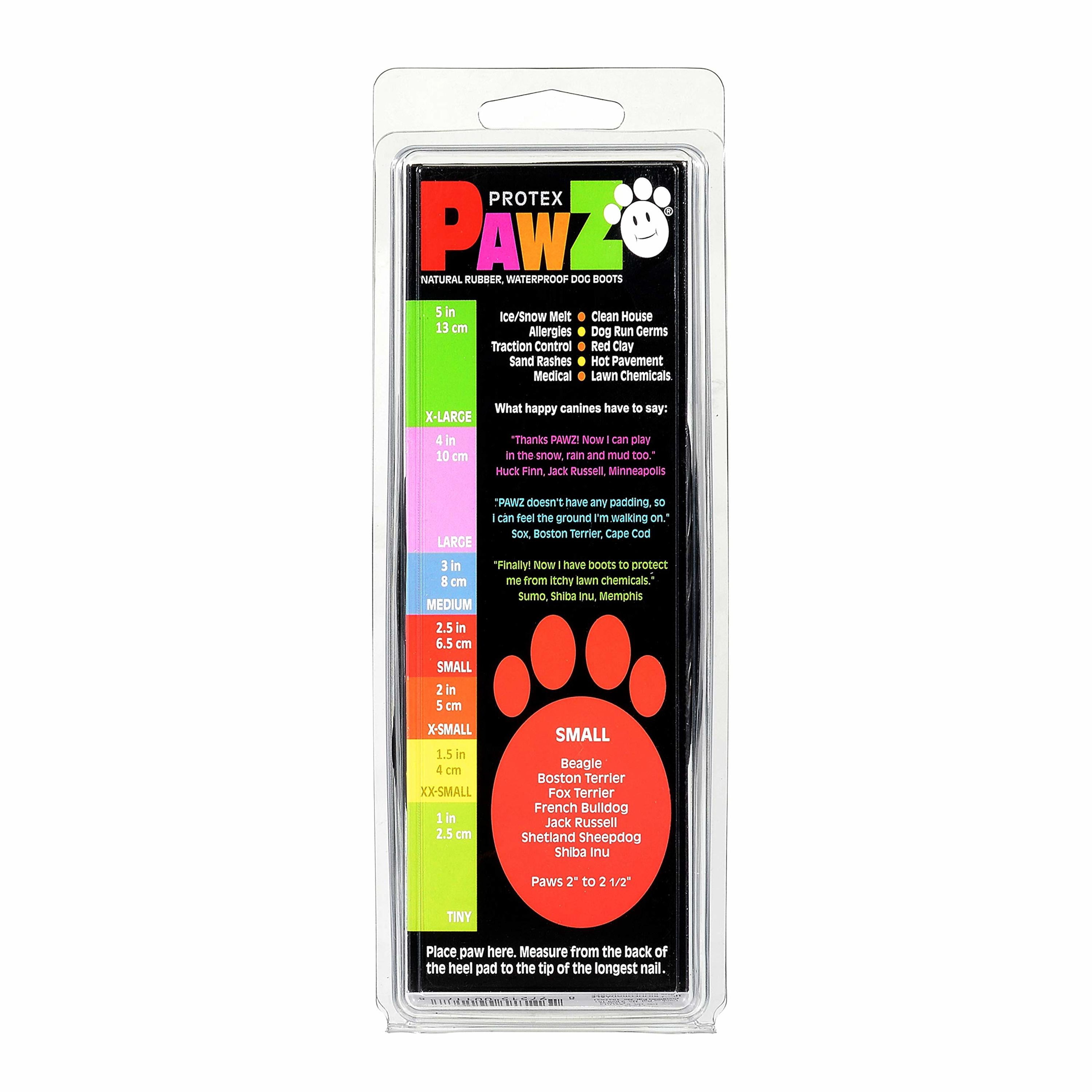 PawZ Rubber Dog Boots for Small Paws - All-Weather Waterproof Dog Shoes, Anti-Slip Traction for Rain, Snow, Mud & Hot Pavement - Pull-On Dog Booties, Black - Small (2"-2.5") - Pack of 12