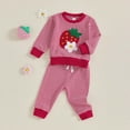 thumbnail image 5 of TOWED22 Baby Girl Fall Winter Outfits Set Toddler Clothes Long Sleeve Soft Sweatshirt + Joggers Pants 2 Piece(Red,12-18 M), 5 of 9