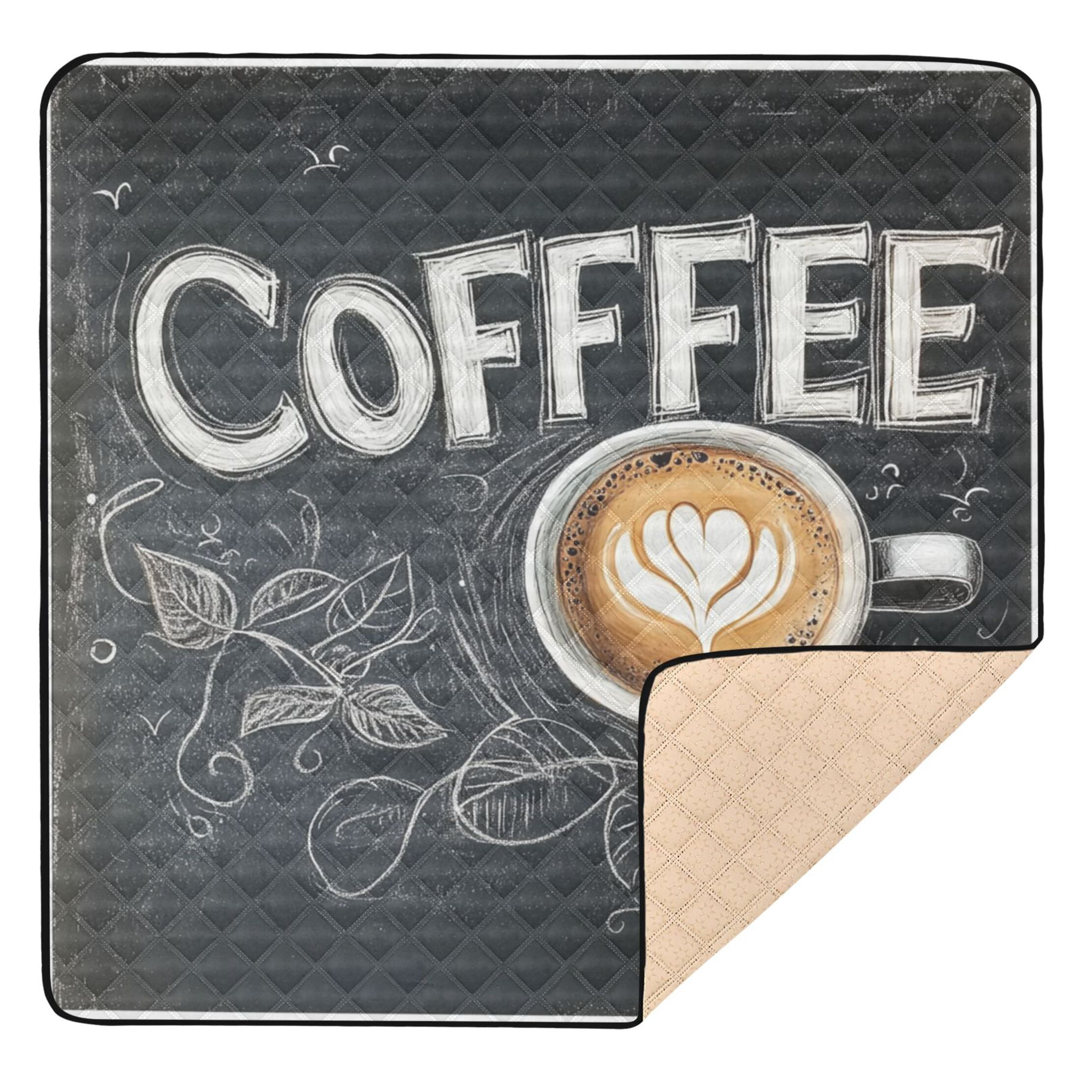 WOBOGO Coffee Time Baby Playmats Extra Large Waterproof Rollable Activity Pads for Toddlers 50×50inch
