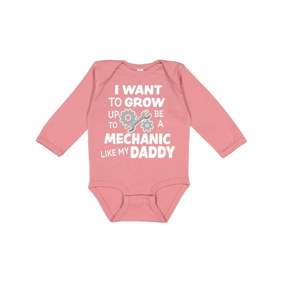 Inktastic I Want To Grow up To Be a Mechanic Like My Daddy Boys or Girls Long Sleeve Baby Bodysuit