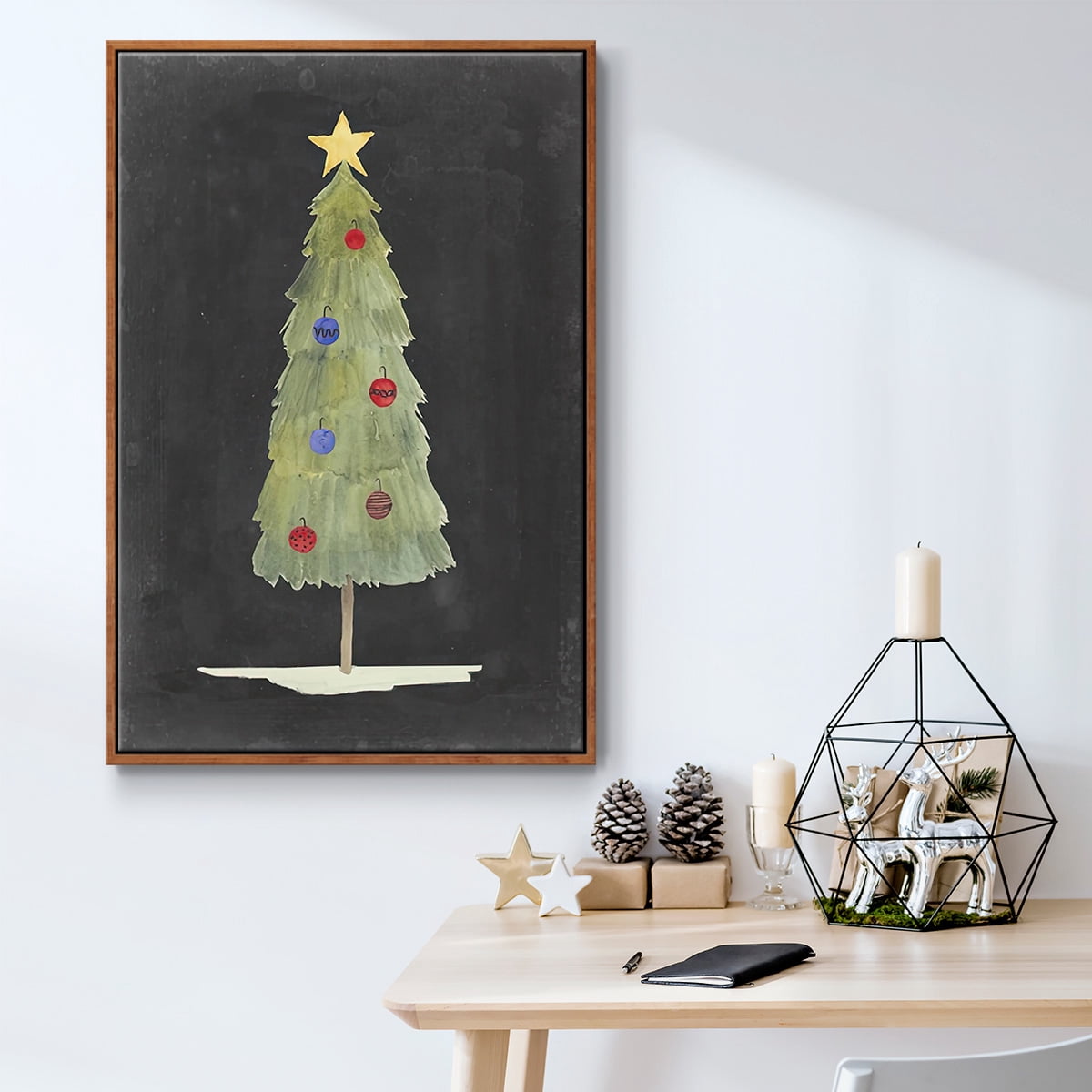 Christmas Glow II - Framed Gallery Wrapped Holiday Canvas - 25 x 37 - Rosewood Frame