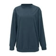 thumbnail image 4 of VISALY Pullover Crewneck Sweatshirt Tunic Sweatshirt Autumn Winter Casual Sport Solid Pullover Tops Long Sleeve Crewneck Oversized Sweatshirts Comfy Sweaters Sweatshirt Thick Sweatshirts Dark Blue Xxl, 4 of 9