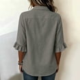 thumbnail image 4 of Neewe Button Down Shirts for Womens 3/4 Sleeve Blouses Collared Casual Summer Tops Daily Outfits, 4 of 6