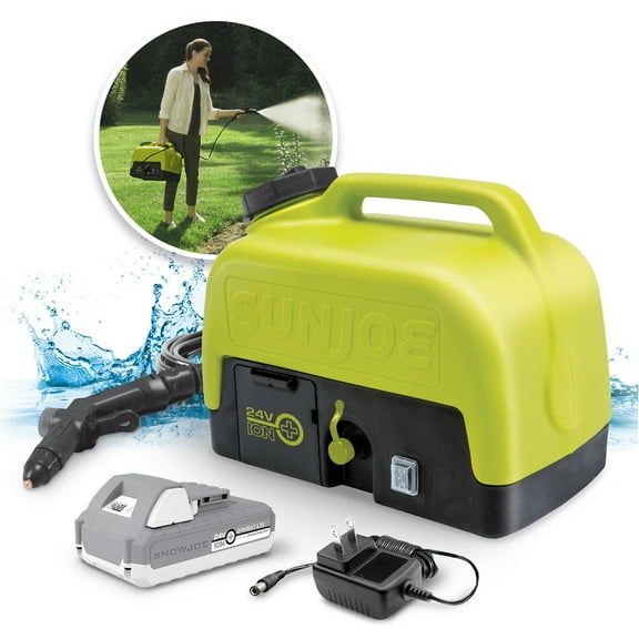 Sun Joe 24V Cordless Portable Sink/Shower Spray Washer, 5-Gallon, 2.0-Ah Battery   Charger