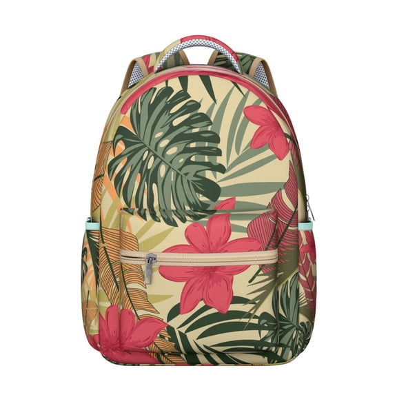 Hawaii Tropical Wind Palm Leaves Daypack for Students: Durable Lightweight Laptop Backpack, Large Capacity Bookbag, Perfect Gift for High School, College and Campus Commute Needs