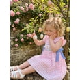 thumbnail image 3 of Toddler Baby Girl Easter Outfit Rabbit Embroidery Fly Sleeve Crewneck Smocked Dresses Bowknot Plaid A-line Dress Cute Summer Clothes 6M-5T, 3 of 9