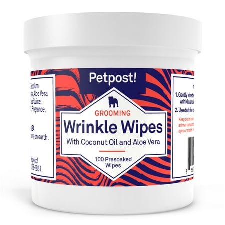 UPC: 0859654006230 | Petpost | Bulldog Wrinkle Wipes for Dogs – Cleans and Soothes Pug Wrinkles and Folds – 100 Ultra Soft Cotton Pads in Coconut Oil Solution