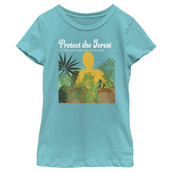 Girl's Star Wars Protect the Forest or Else I Will Use My Magic, C-3PO  Graphic Tee Tahiti Blue X Small