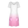 thumbnail image 4 of Vestido Corto de Verano Moda Gradiente Corto de Manga en V Cuello Vestido Casual, Poliéster Ligero de Verano, Lavado de Manos, 4 of 7
