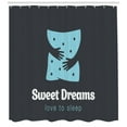 thumbnail image 3 of Sweet Dreams Shower Curtain, Love to Sleep Hugging Arms Minimalist Simplistic Illustration, Fabric Bathroom Set with Hooks, 69W X 75L Inches Long, Charcoal Grey Pale Blue, by Ambesonne, 3 of 3