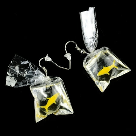 14k Goldfish Hook Earrings Fancyleo Funny Goldfish Water Bag Shape Dangle Hook Earrings Female Women Girls Jewelry Gift ()