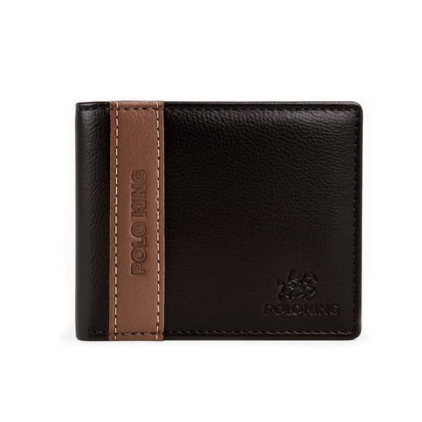 Cartera negra Line café piel sintética Polo King para hombre