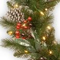 thumbnail image 4 of National Tree Company Pre-Lit Artificial Christmas Wreath, Green, Frosted Pine Berry, Warm White Lights, LED,Battery Operated, Timer, Decorated with Frosted Branches, Pine Cones, 24 Inches, 4 of 5