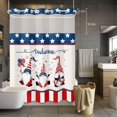 thumbnail image 2 of No Hook Shower Curtain with Snap in Liner, Happy Independence Day Funny Gnome Waterproof Fabric Bathroom Curtain Mesh Top Window, Stars and Stripes Shower Curtains 48x72in, 2 of 9