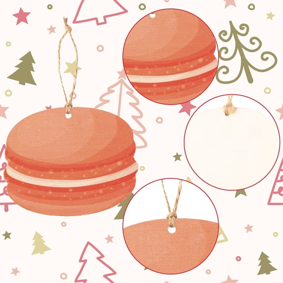2ooya Macaron Wooden Hanging Ornaments, Colorful Macaron Pendants for Holiday Tree Party Decor，40 Count