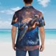 thumbnail image 4 of Balery Night Sky Turtle Camisas hawaianas de manga corta para hombre, camisas playeras de corte holgado, camisas de vacaciones con botones,X-Large, 4 of 7