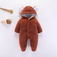 thumbnail image 3 of GYRATEDREAM 3-12M Newborn Baby Girl Boy Outfits Long Sleeve Plush Hooded Romper Footies Jumpsuit Toddler Fall Winter Clothes, 3 of 3