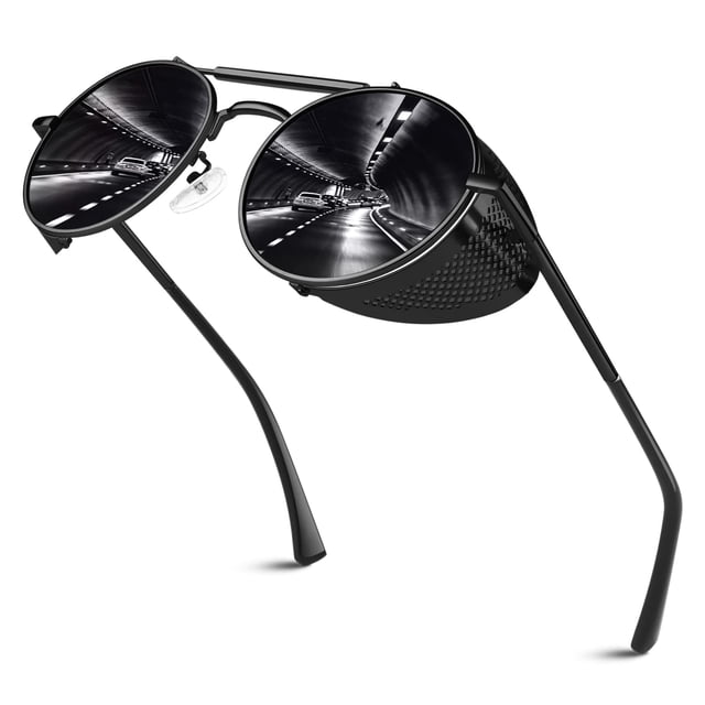 Gafas de sol Sunier Retro Round Polarized Steampunk S92