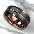 thumbnail image 5 of Tungsten Rings for Men Wedding Bands for Him 8mm Black Brushed Rose Gold, 5 of 9