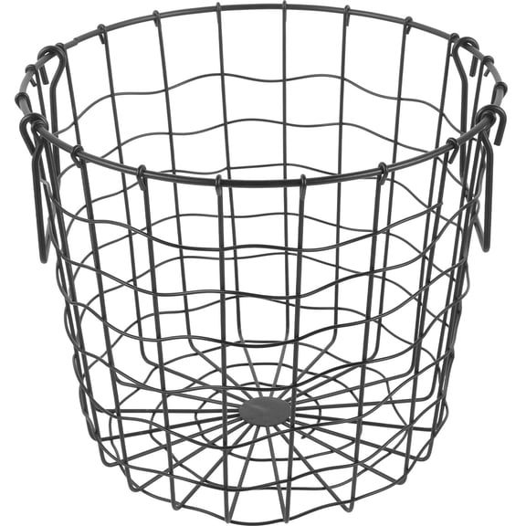 ETHZZLE Black Metal Firewood Storage Basket with Foldable Handle, Wire Organizer for Easy Carry and Outdoor Use