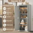 thumbnail image 4 of Pantry Cabinet, Freestanding Kitchen Pantry Storage Cabinet,70" Cupboard, Tall Storage Cabinet with Doors and Adjustable Shelves, for Bathroom, Dining Room, Living Room, 4 of 8