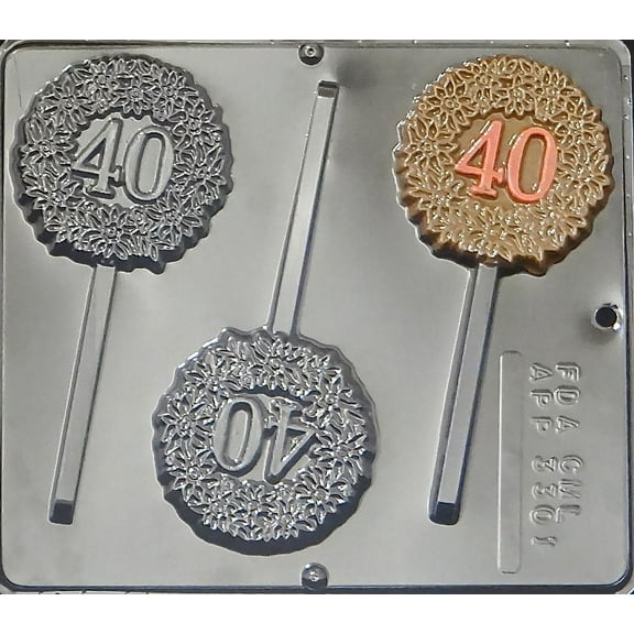 3301 "40" Birthday/Anniversary Lollipop Chocolate Candy Mold