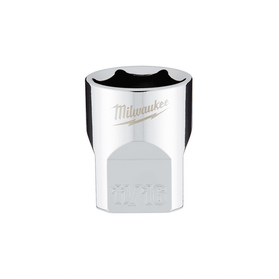 Milwaukee Tool 3/8" Drive 11/16" SAE 6-Point Socket with FOUR FLAT Sides, Vanadium Steel, Chrome
