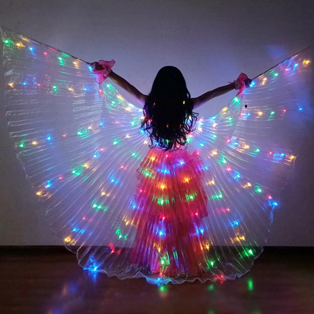 Kids Adults Belly Dance LED Isis Wings Glow Light Up Belly Dance Costumes Sticks