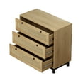 thumbnail image 4 of Aukfa 3 Drawer Dresser Nightstand with Rattan Storage Drawer for Bedroom Living Room, Walnut, 4 of 7