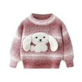 thumbnail image 4 of IVEYRTF Girls Cardigan Sweater with Cute Knit Dog Print Warm Cozy Open Front Solid Color Fall Winter Fleece-Lined Outerwear Sweater Tops(Pink,2 -3 Years), 4 of 7
