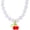 Pearl Cherry, variant on Red Cherry Fruit Necklace for Women Dainty Crystal Summer Tropical Fruit, Choker, Pearl, Style I0166
