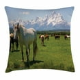thumbnail image 1 of National Parks Home Decor Throw Pillow Cushion Cover, Equestrian Decor Snow Idyllic Mountain Peaks Arabian Horse Art Prints, Decorative Square Accent Pillow Case, 20 X 20 Inches, Multi, by Ambesonne, 1 of 2