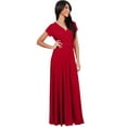thumbnail image 5 of KOH KOH Long V-Neck Flowy Cap Short Sleeve V-Neck Bridesmaid Wedding Guest Party Formal Summer Sundress Tall Gown Maxi Dress Dresses For Women Red X-Small US 2-4 NT074, 5 of 7