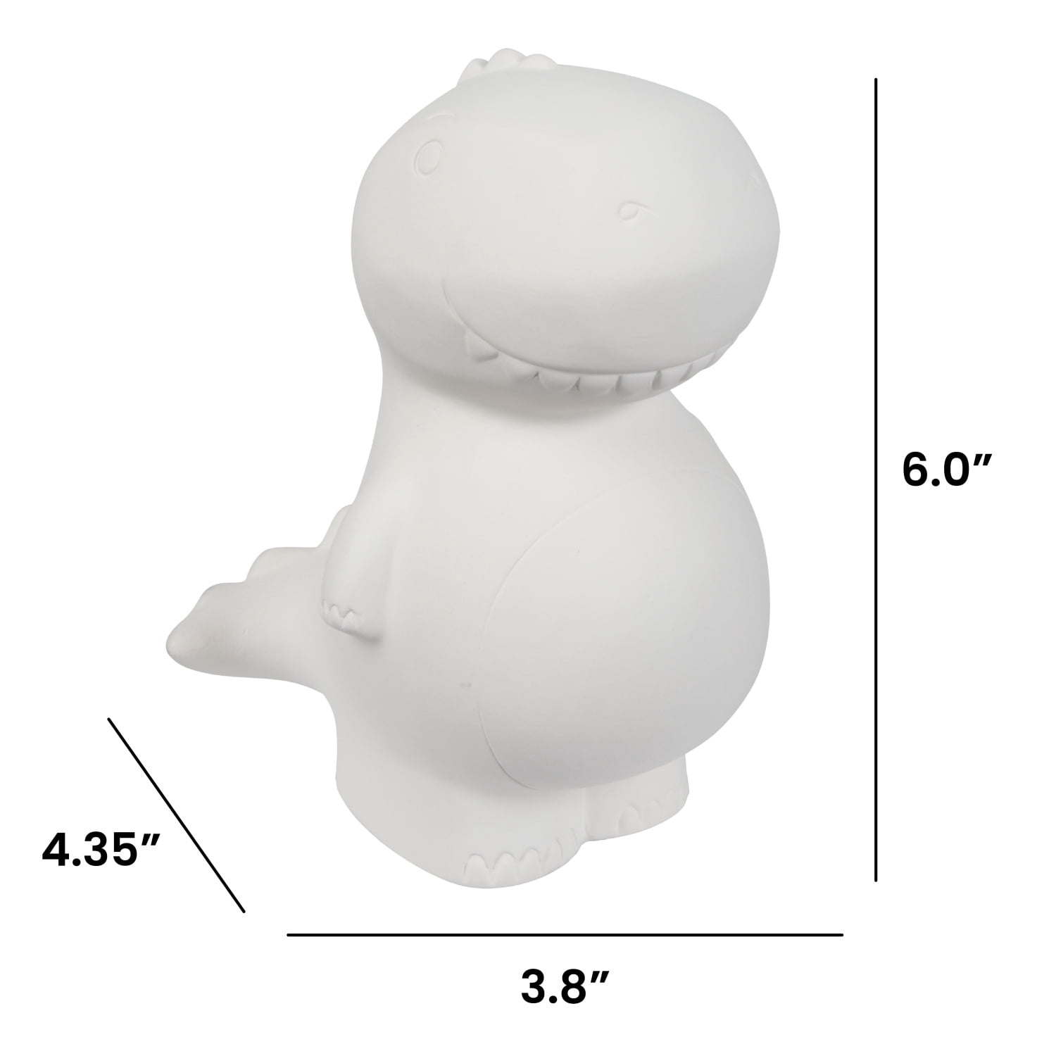 Hello Hobby Ceramic Paintable Bank T-Rex Figurine, 6.2" Height White Craft Base