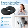 thumbnail image 3 of Donut Pillow Seat Cushion - Cooling Gel Donut Chair Cushions, Memory Foam Seat Cushion for Office & Home, Car Seat Cushion and Butt Pillow, Hemorrhoids Pillow and Tailbone Pain Relief, Black, 3 of 7